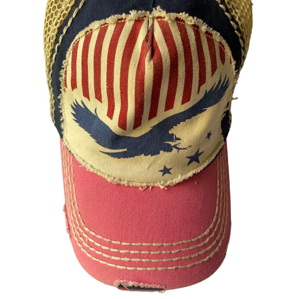 KB Ethos Original Vintage Distressed Eagle Stripes & Stars Hat One Snapback Cap